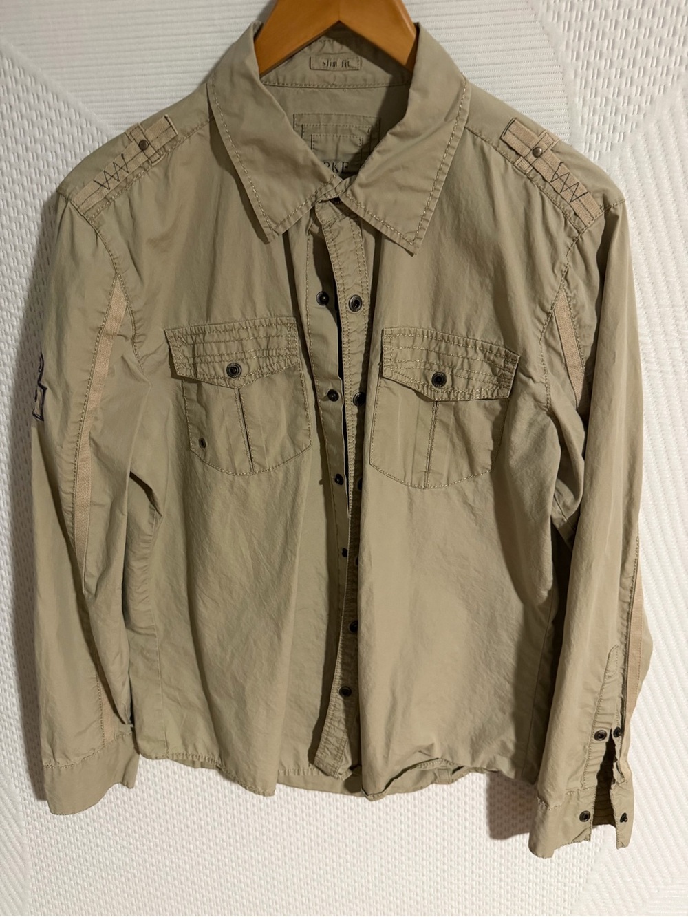 BKE Men's Tan Military-Style Field Jacket